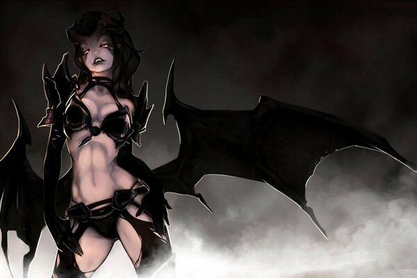 Dota 2. demoness with horns and wings. succubus. the look of the queen of pain