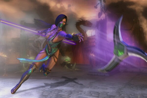 Art girls heroines from mortal kombat in battle