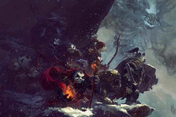 Warcraft salvapantallas oscuro con monstruos y nieve