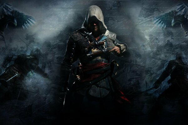 Edward kenway dans le capot et avec des armes