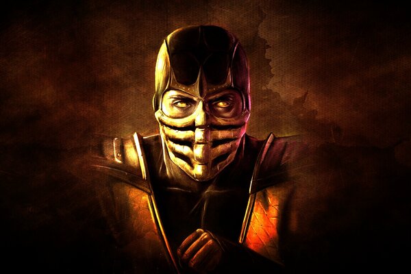 Mortal Kombat Scorpion sur fond sombre