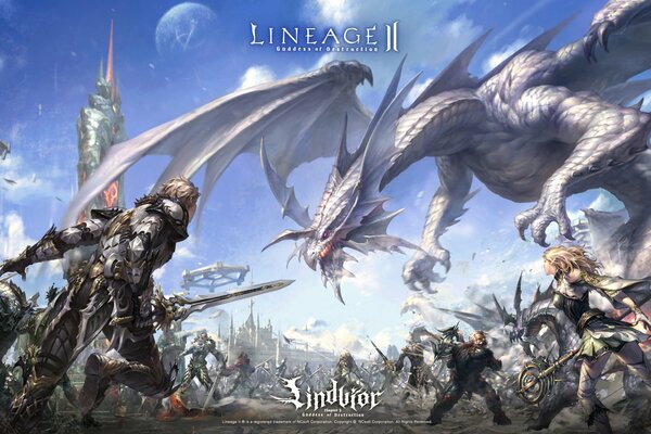 L eroe di lineage 2 combatte il drago