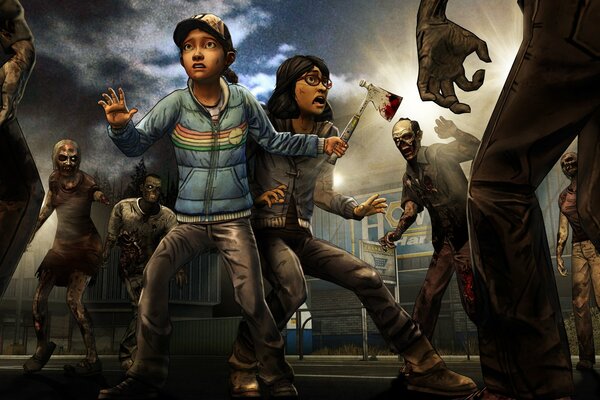 The walking dead. saison 2. telltale games. épisode 3. la situation de Clémentine et Sarah. zombies survivants