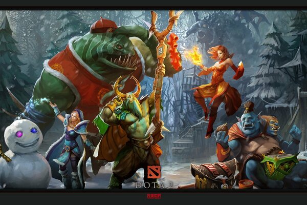 Heroes of Dota 2 celebrate the New Year