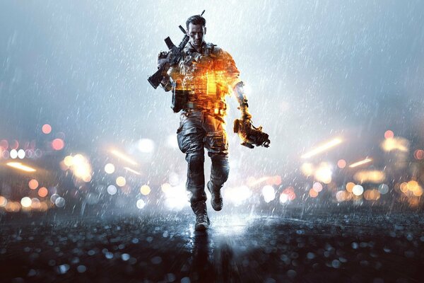 Battlefield 4 Gang eines Soldaten mit einer Waffe