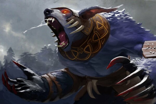 Dota 2 , the hero of Ursa , the bear is furious