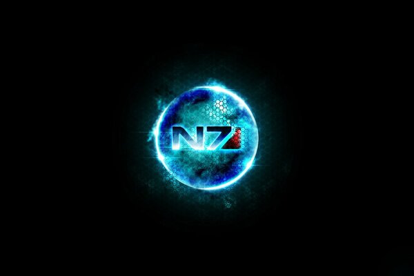 Mass effect-Emblem auf schwarzem Hintergrund