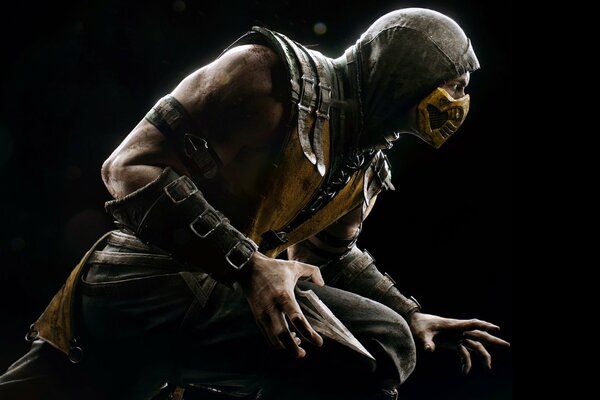 Skorpion z mortal kombat x w postawie bojowej