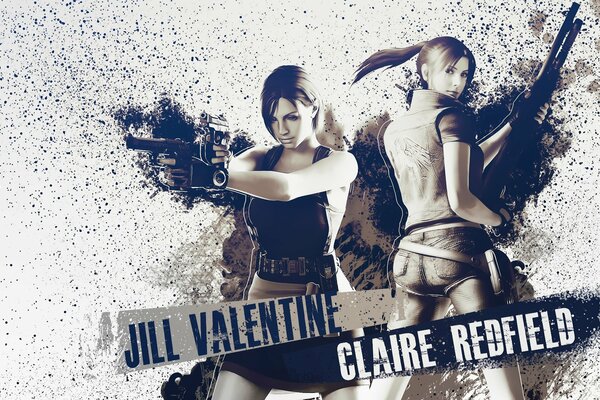 Jill Valentine and Claire Redfield, back to back