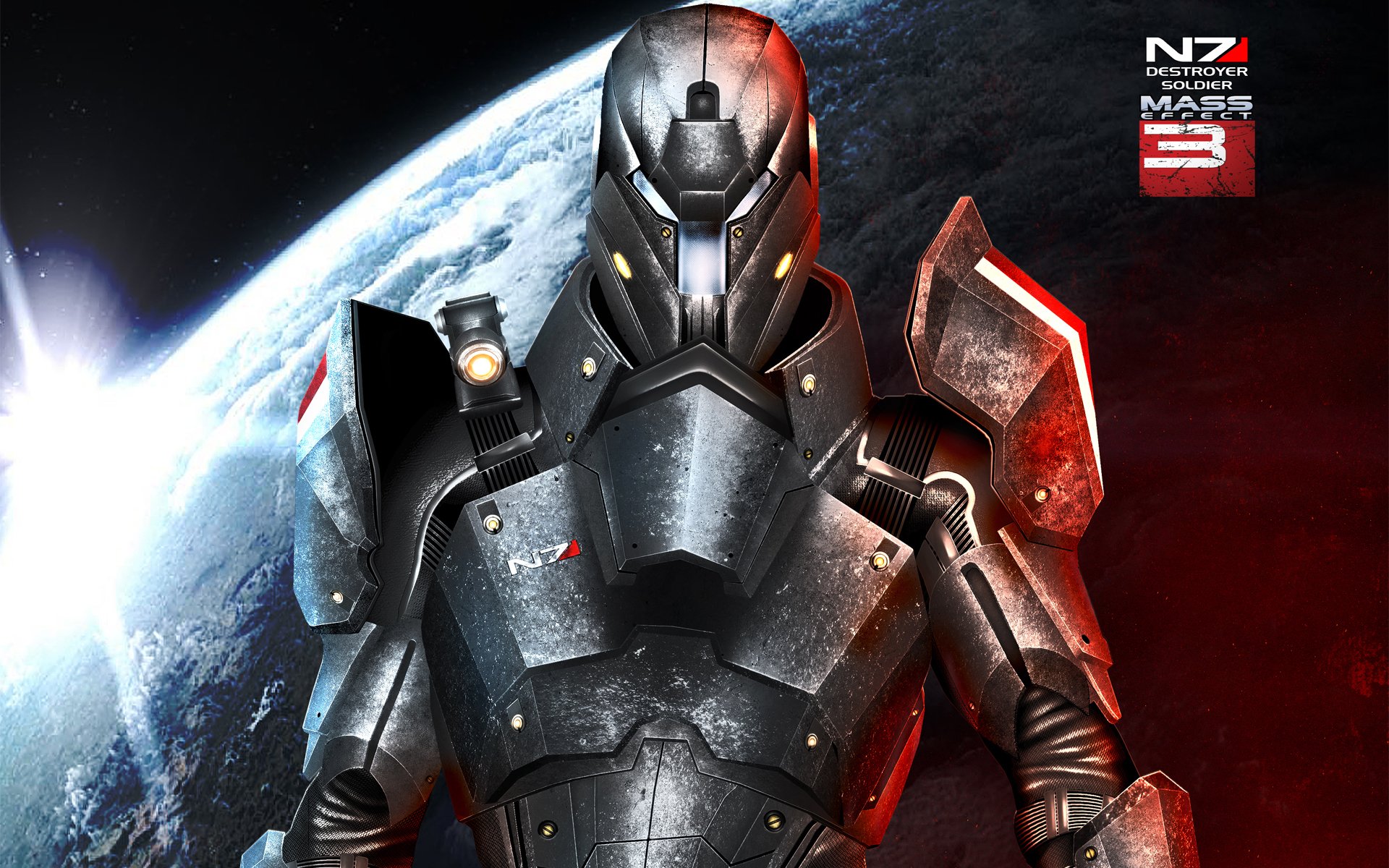 art mass effect 3 n7 destroyer armure métal planète