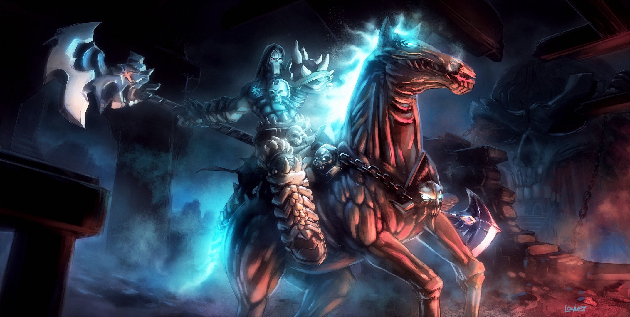 arte loyvet pierre darksiders 2 jinete armas caballo muerte muertos vivientes