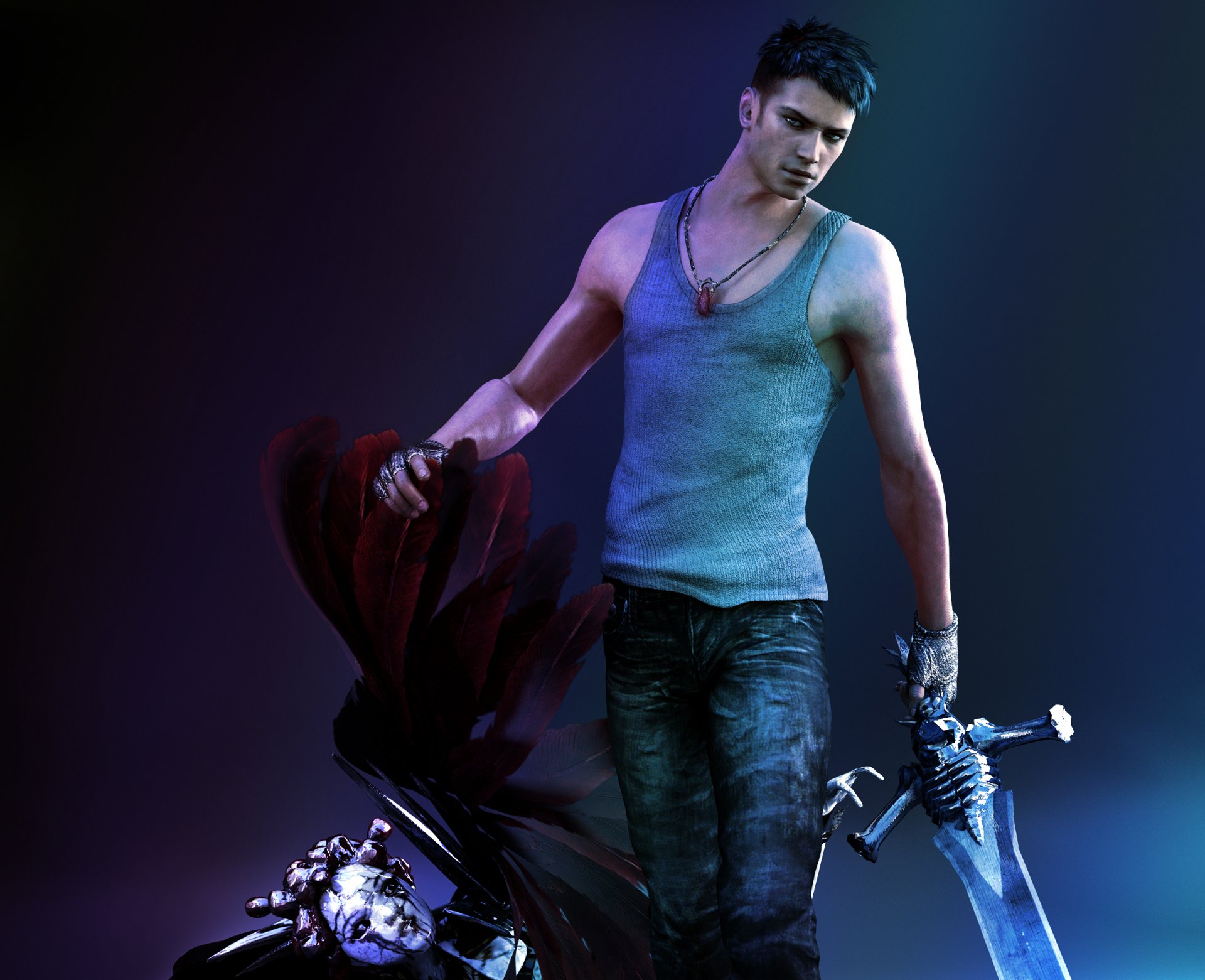 dmc devil may cry 5 dante espada camiseta vista plumas asesinato demonio