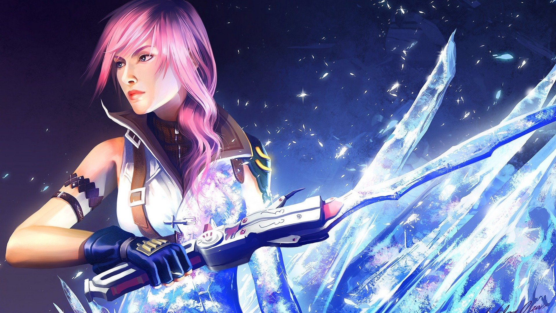 final fantasy xiii mathia arkoniel fanart błyskawice farron dziewczyna długie włosy final fantasy broń