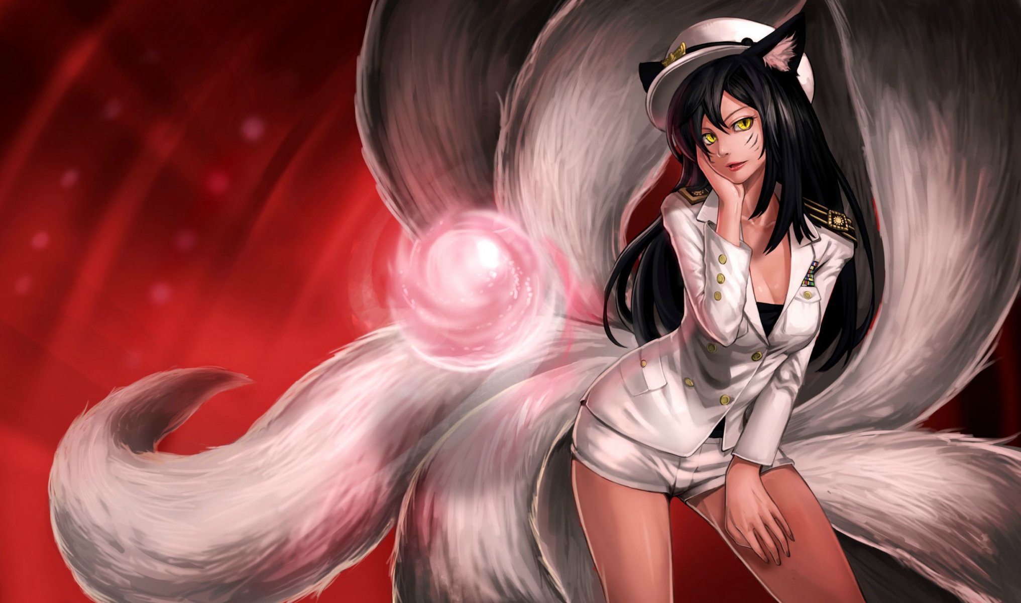 art ahri league of legends girl tails sphere ball magic