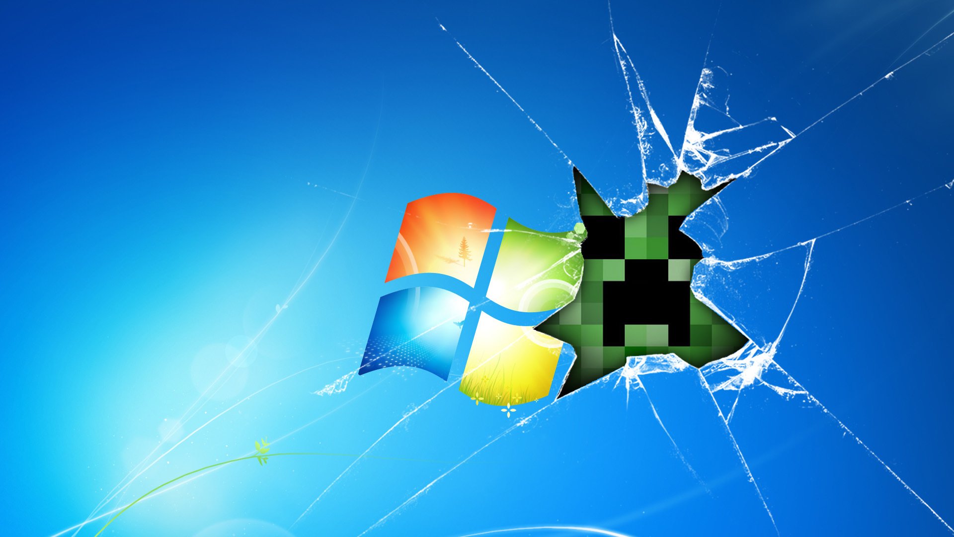 windows minecraft game glass desktop