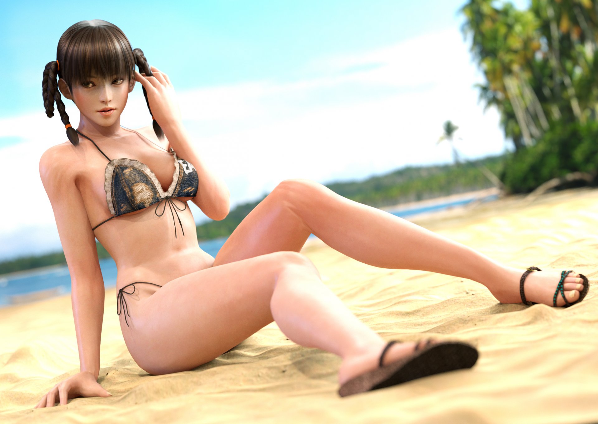 art dead or alive 5 lei fang girl beach swimsuit sand