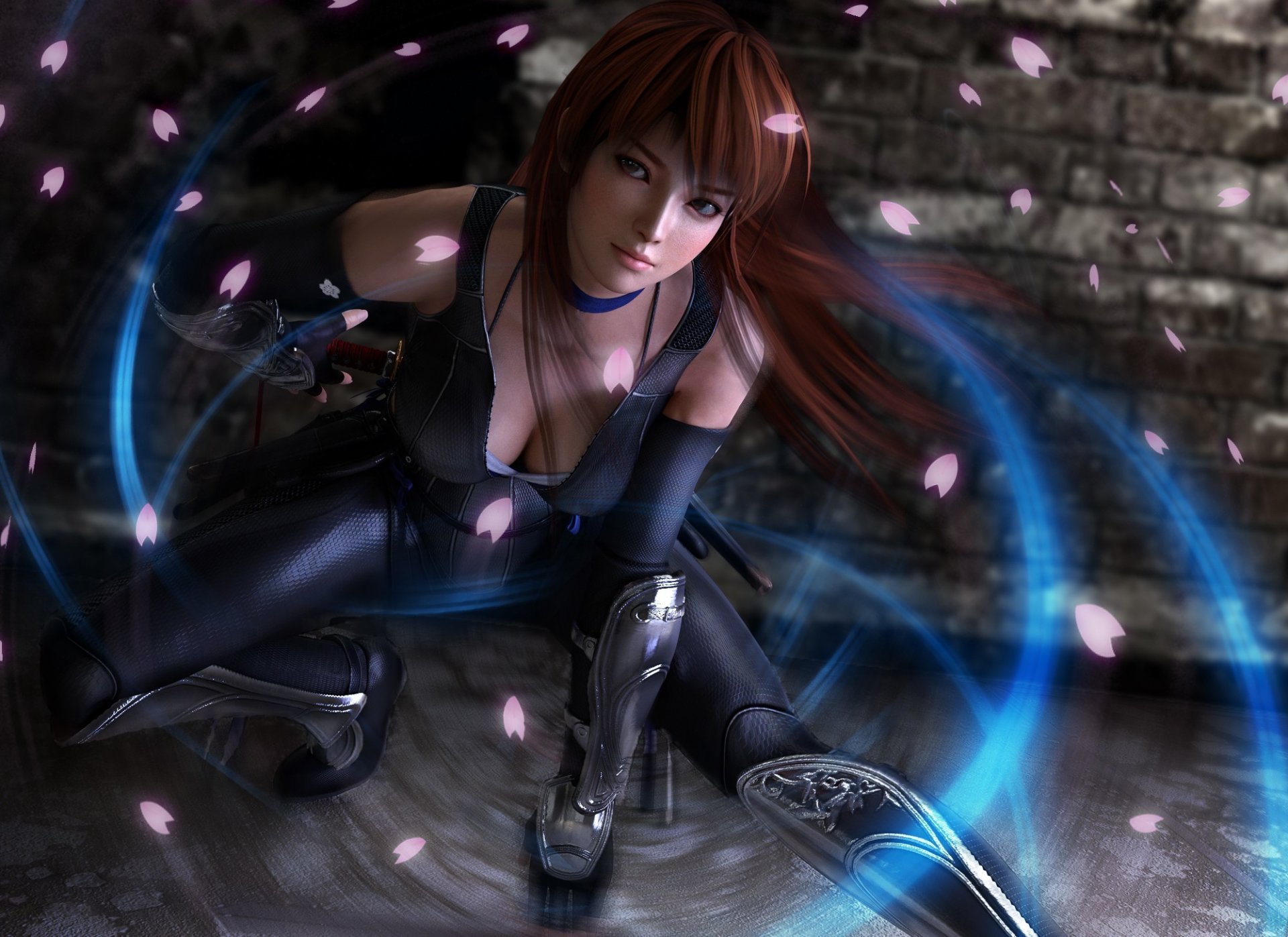 dead or alive 5 kasumi ninja girl pose petal