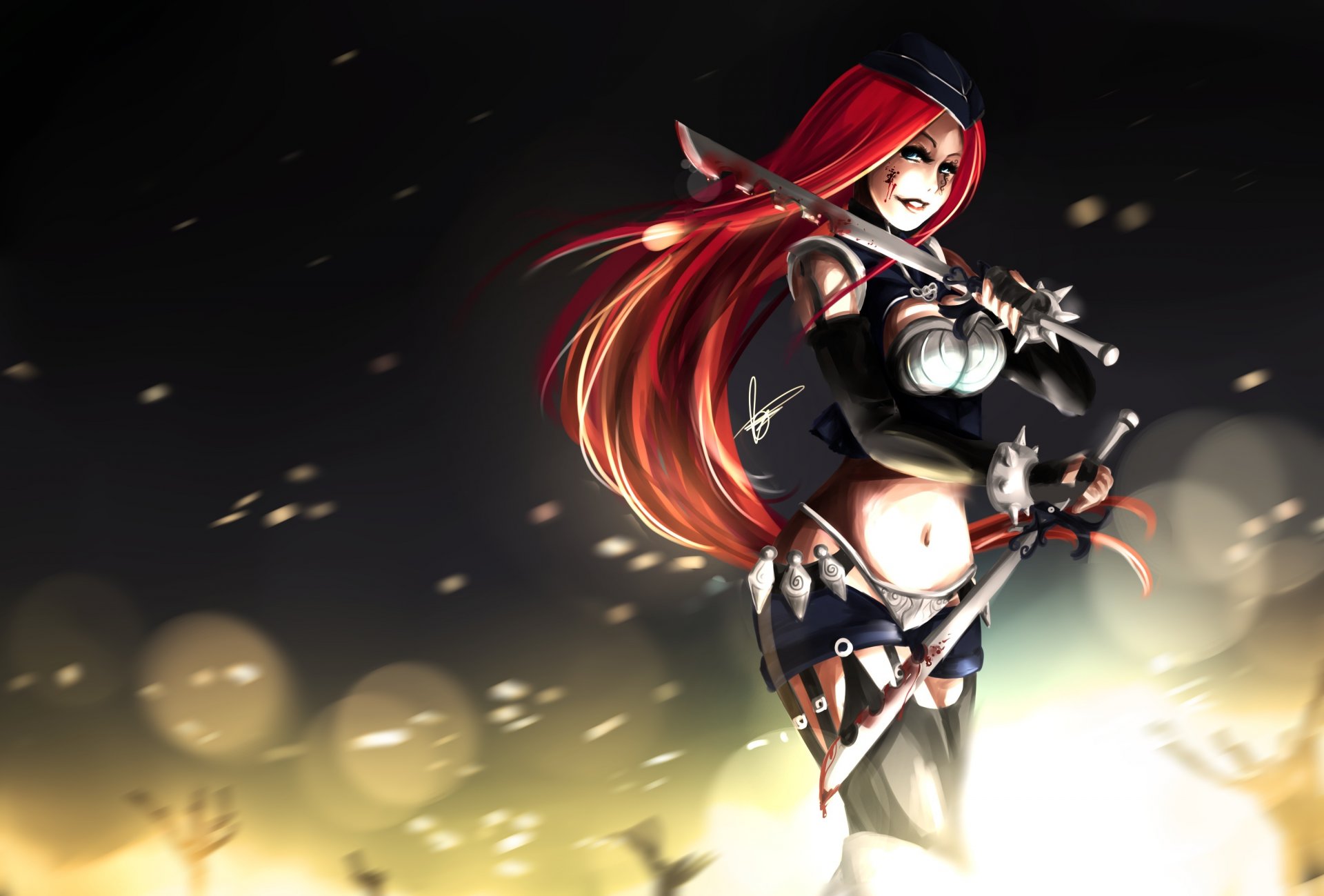 arte katarina liga de leyendas chica armas chispas sangre