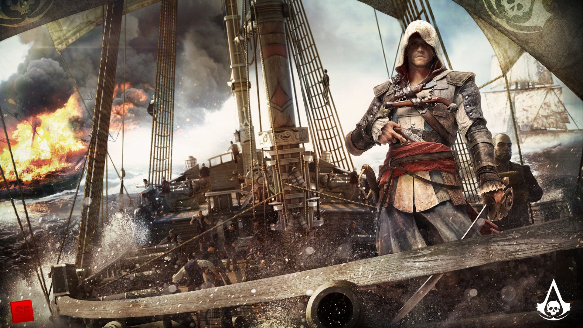 assassin creed 4-drapeau noir navire pirate assassin océan