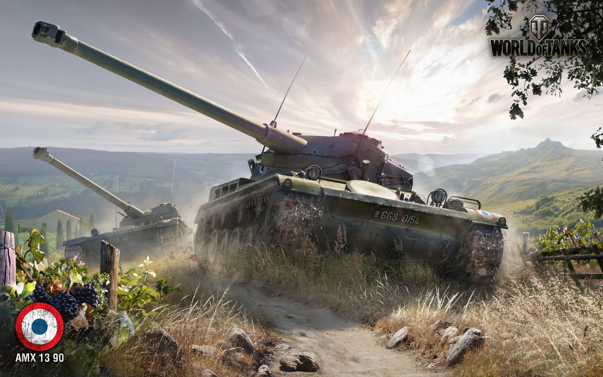 wargaming netto world of tanks wot atx 1390 francia carro leggero francese montagne alberi rocce recinzioni ardore cielo nuvole sole uva arbusti erba camera situazione tronco casa carro leggero wg