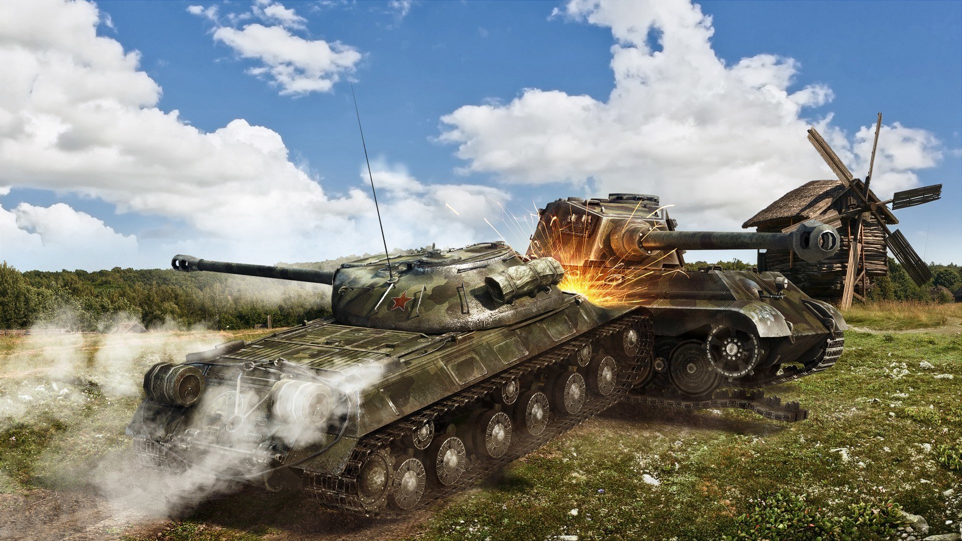 wot мир танков wargaming.net танки танк ис-3 кт pzkpfw vib tiger ii мельница