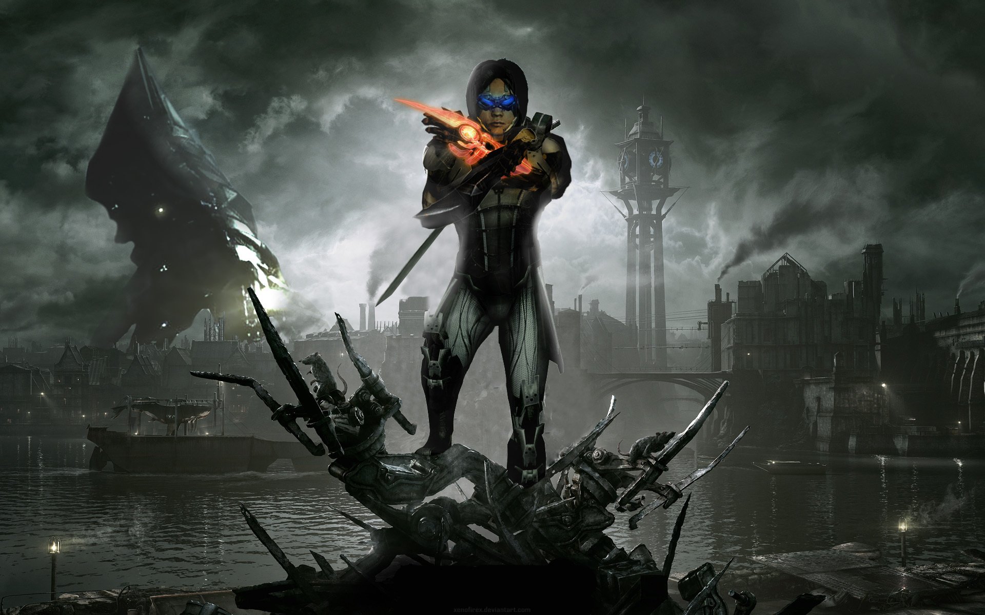 kai lang reaper blamiert dunwall city fan art mass effect 3