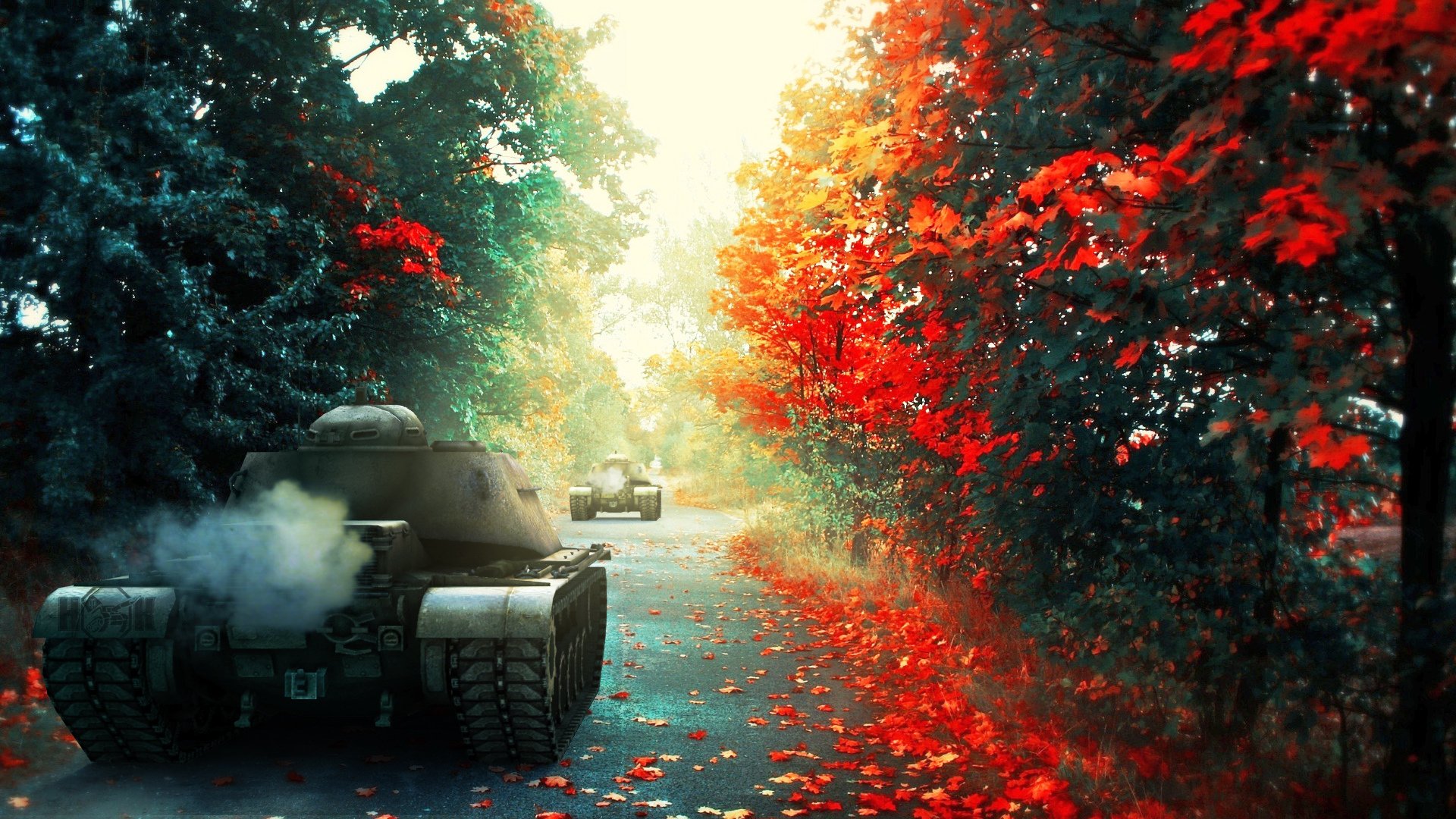 wot welt der panzer panzer kunst s.t.v.o.l. wald straße t110e4 herbst