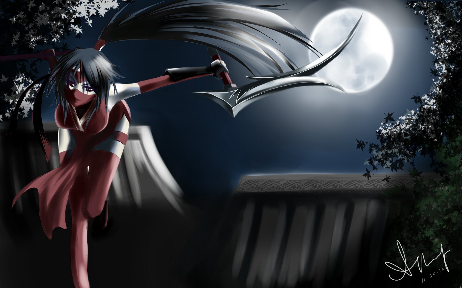 art blackrosekjl ligue des légendes akali fille arme nuit lune