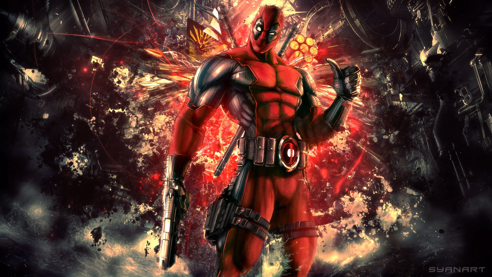 deadpool wade wilson najemnik anty-bohater streszczenie high moon studios activision publishing marvel komiksy strój czerwony kostium gry wideo tło