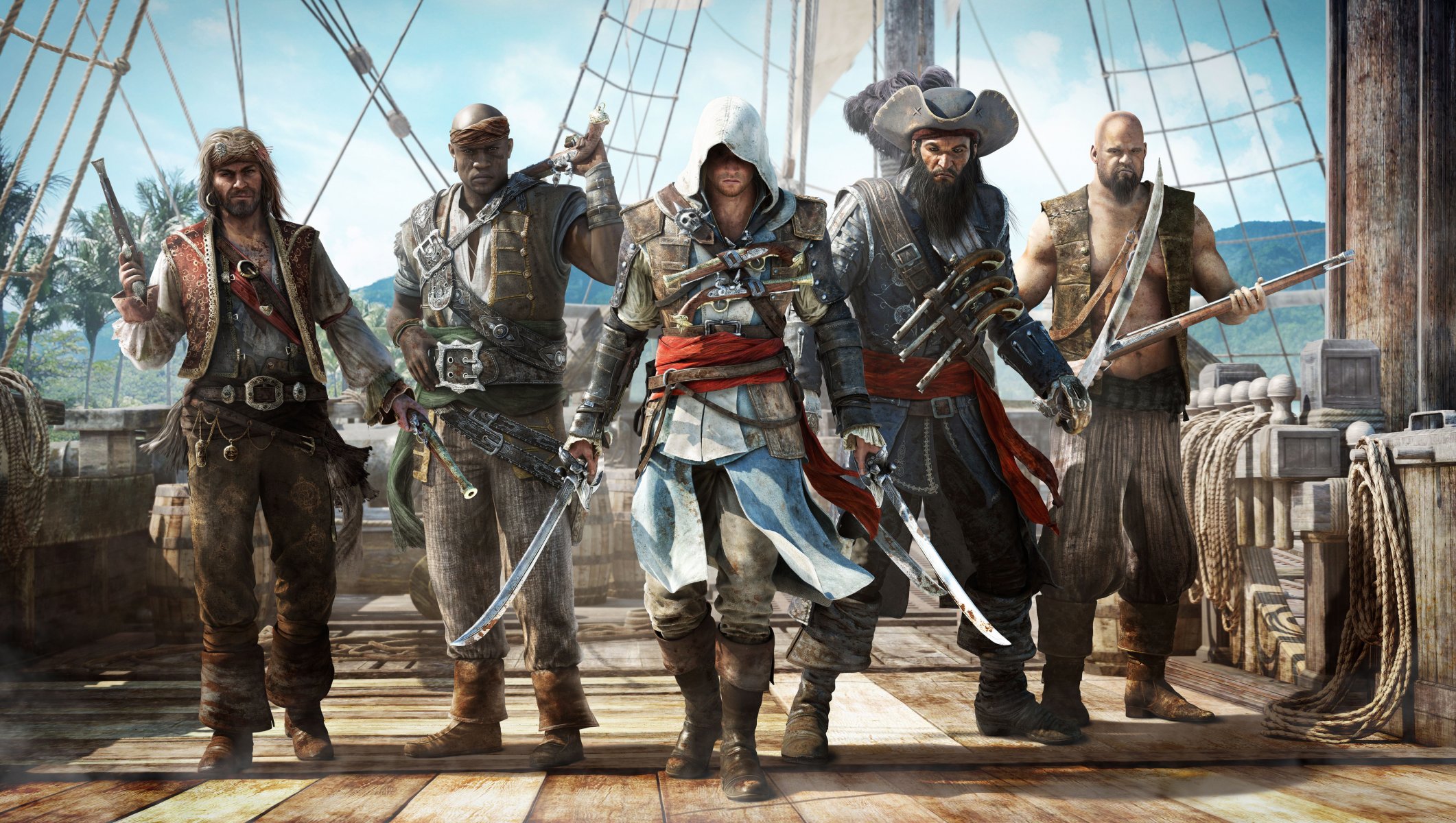 assassin s creed iv: black flag assassin s creed 4: black flag pirati assassino assassino edward kenway edward kenway armi sciabole pistole cappuccio edward teach nero nave barili ubisoft