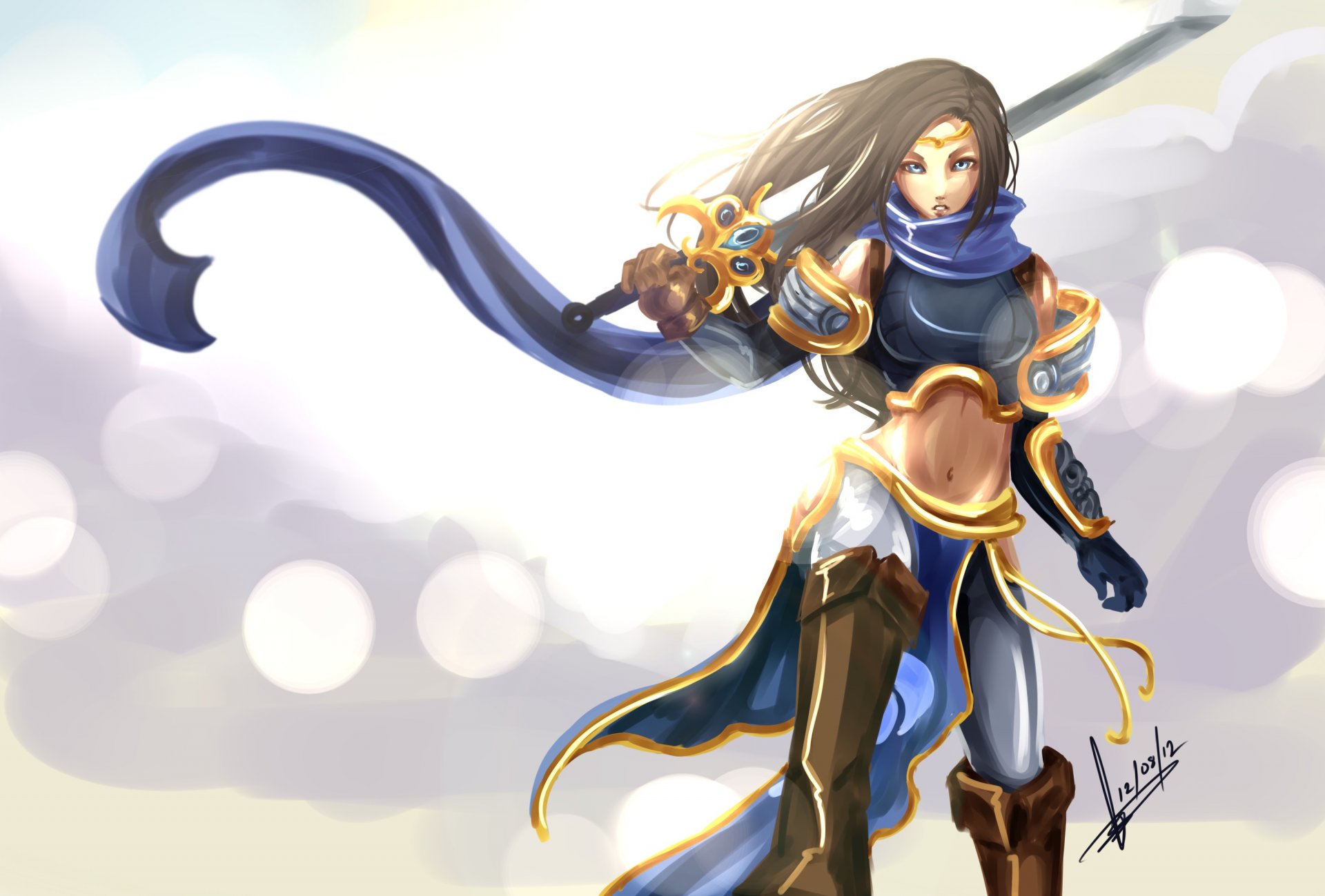 league of legends lol garena girl sword armour fanart