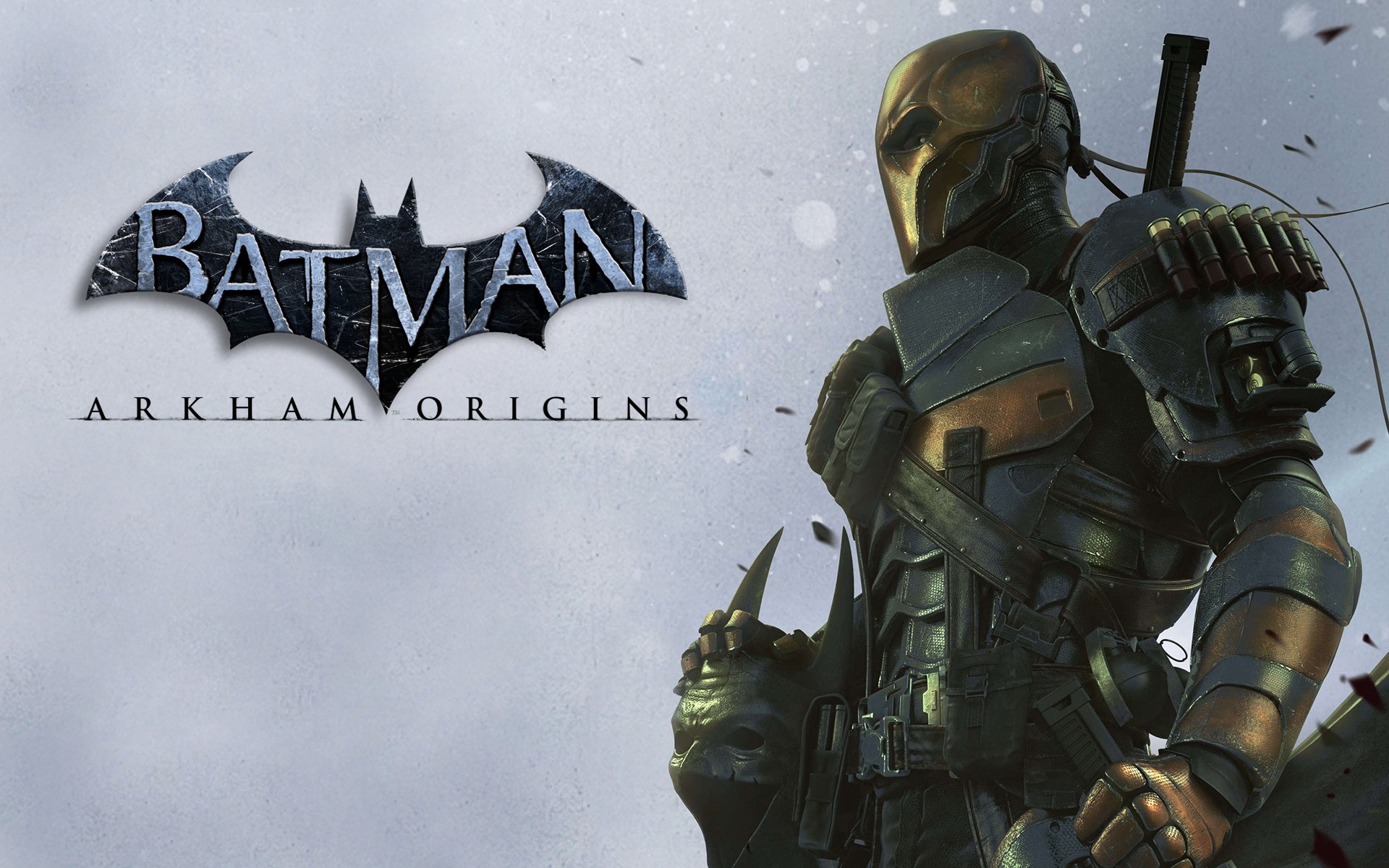 batman: arkham origins batman: les annales d arkham deathstroke desstroke slade wilson slade wilson terminator super-vilain anti-héros assassin armure masque munitions épée clip grenades logo wb games montréal warner bros. interactive entertainment