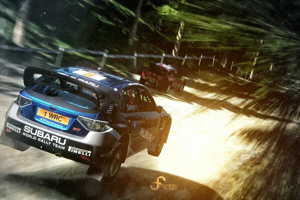 Subaru impreza participates in the gran turismo 5 race