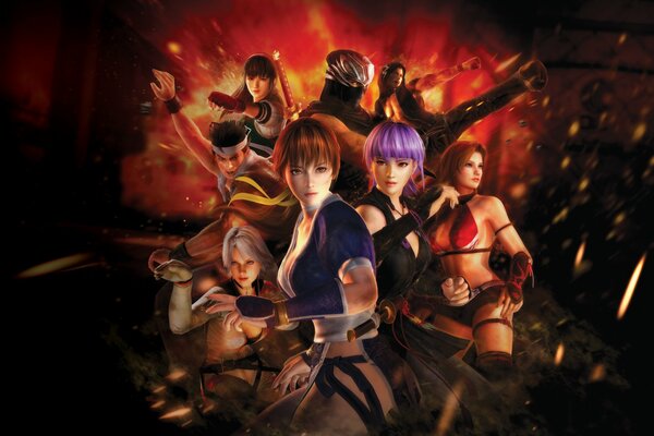 Vivo o muerto 5. combatientes Kunoichi del destino Kasumi, Shinobi, Ryu Hayabusa, Akira, Hitomi, Kristi, Ayane, Ayane, tina