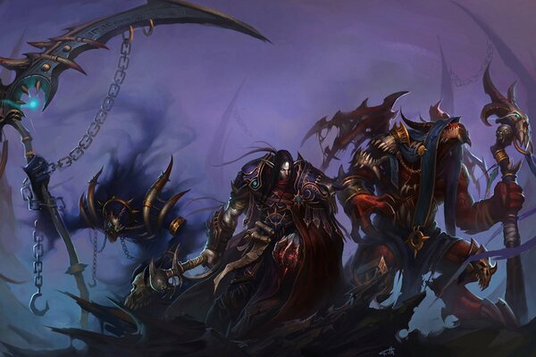 A fantasy image of warriors in armor from the world of warcraft