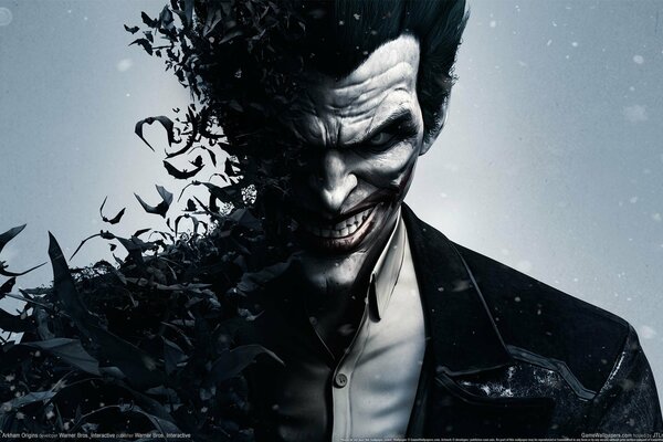 Scary art of a man who looks like a joker