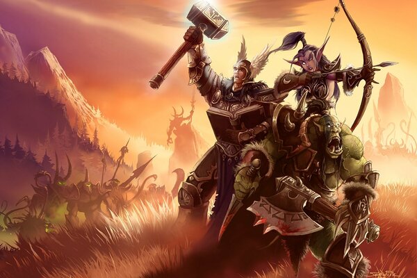 Orcs, elfes, humains ensemble contre des monstres