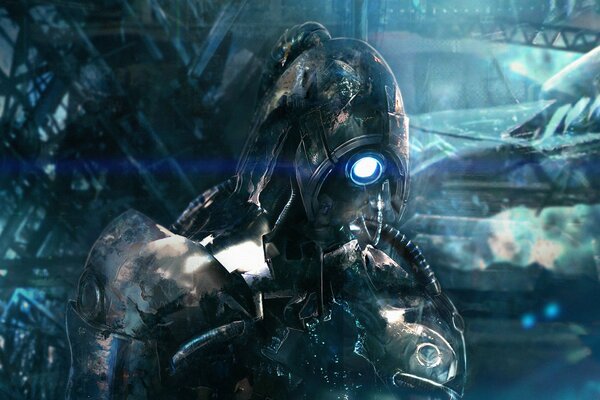 Arte con un robot del juego Mass Effect 2