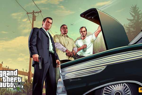 Grand theft auto v Mafia-Gangster am Auto