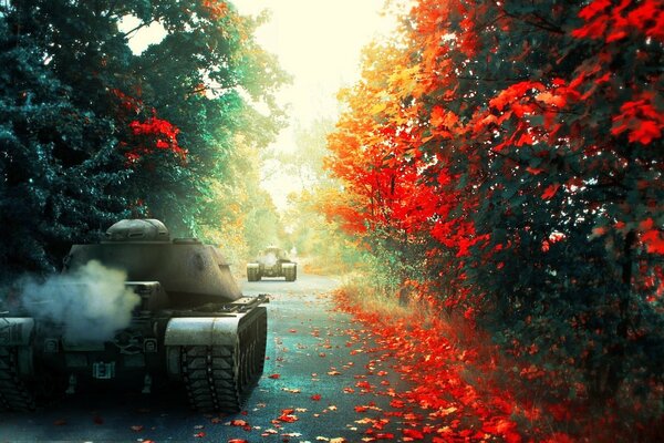 Panzer im Herbstwald von wot