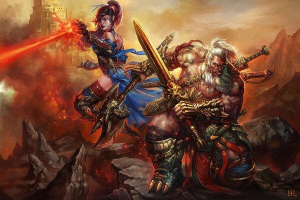 Diablo rift the barbarian and the sorcerer on the rocks