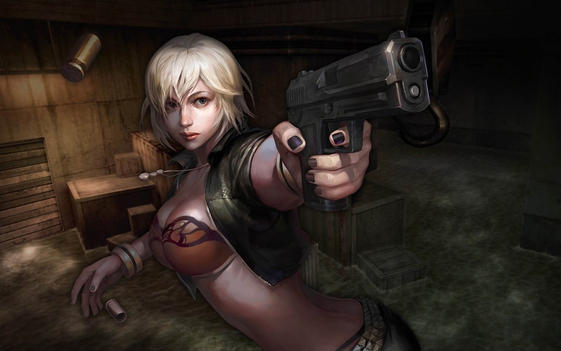 counter-strike online mädchen pistole hülsen büste wasser dunkelheit kisten