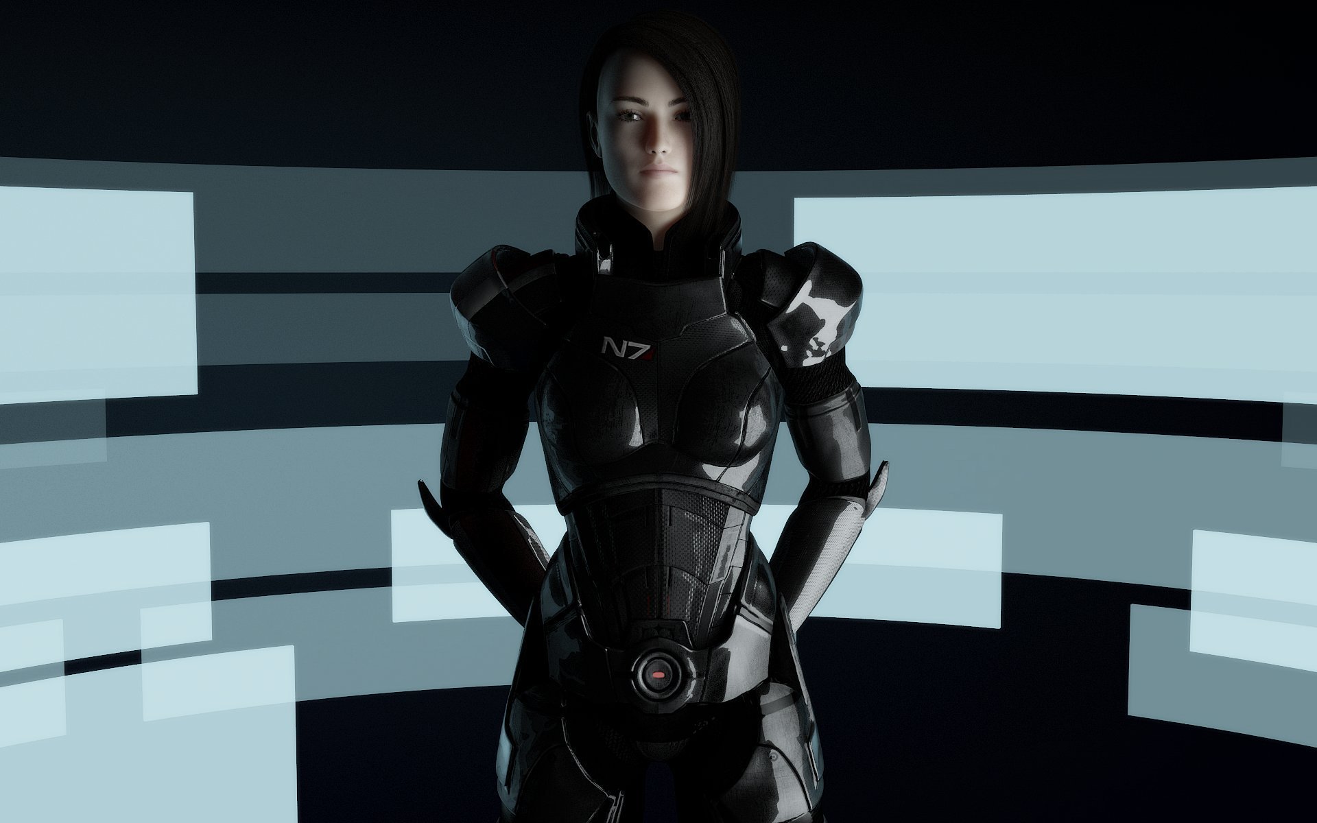 fan art mass effect shepard mädchen rüstung abstraktion n7