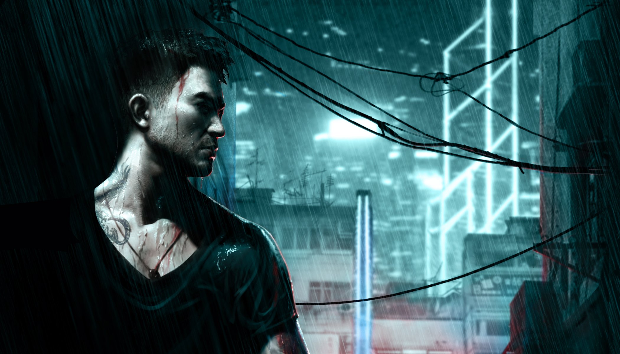 leeping dogs sleeping dogs rain hong kong asian wei shen shen wei blood tattoo art art neogaf
