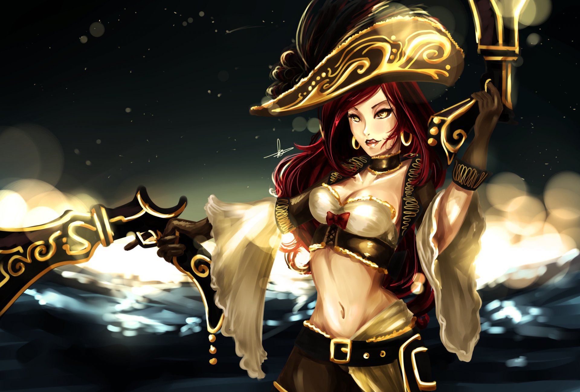 league of legends miss fortune mädchen meer pistolen waffen hut