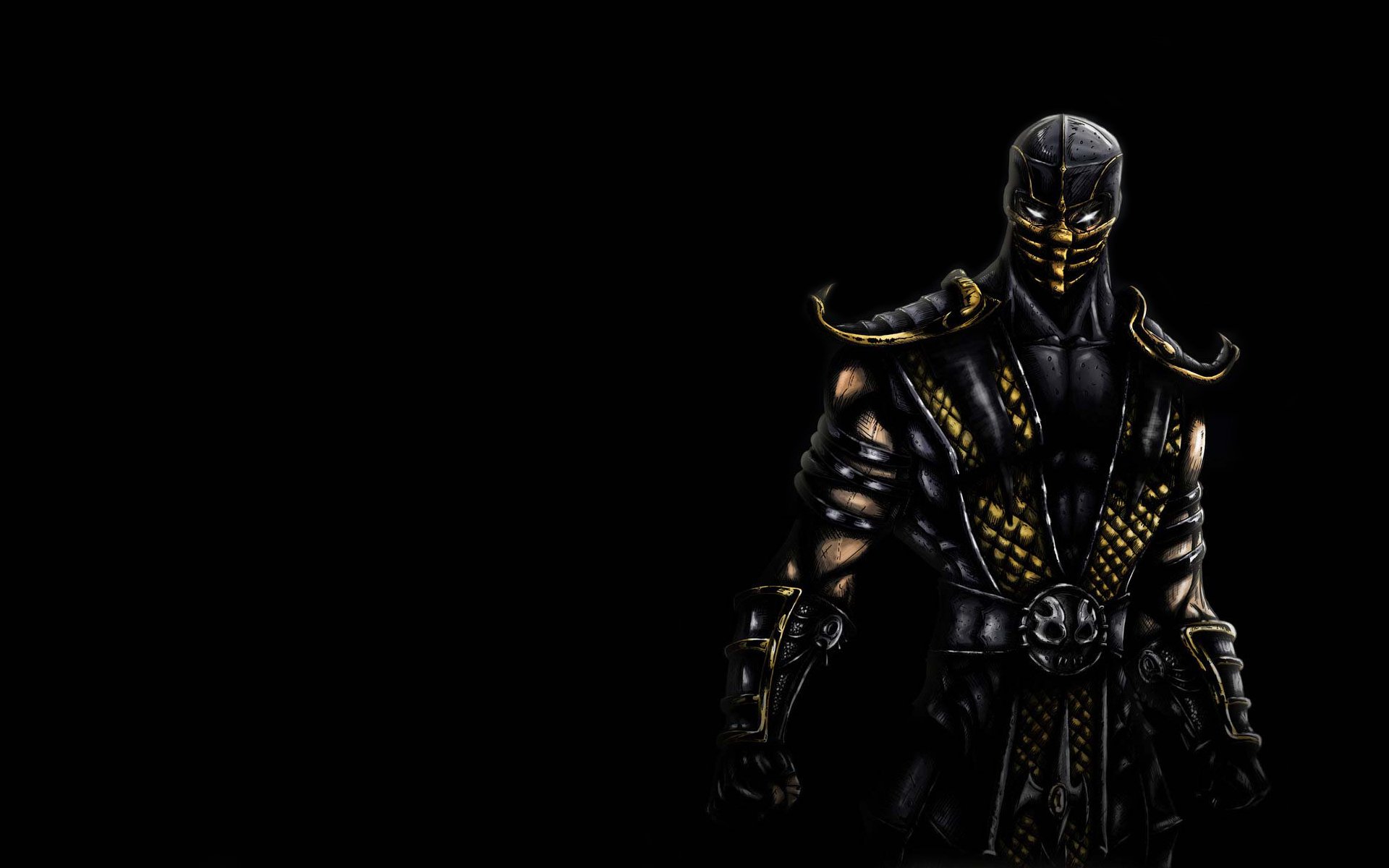 mortal kombat escorpión ninja fondo oscuro