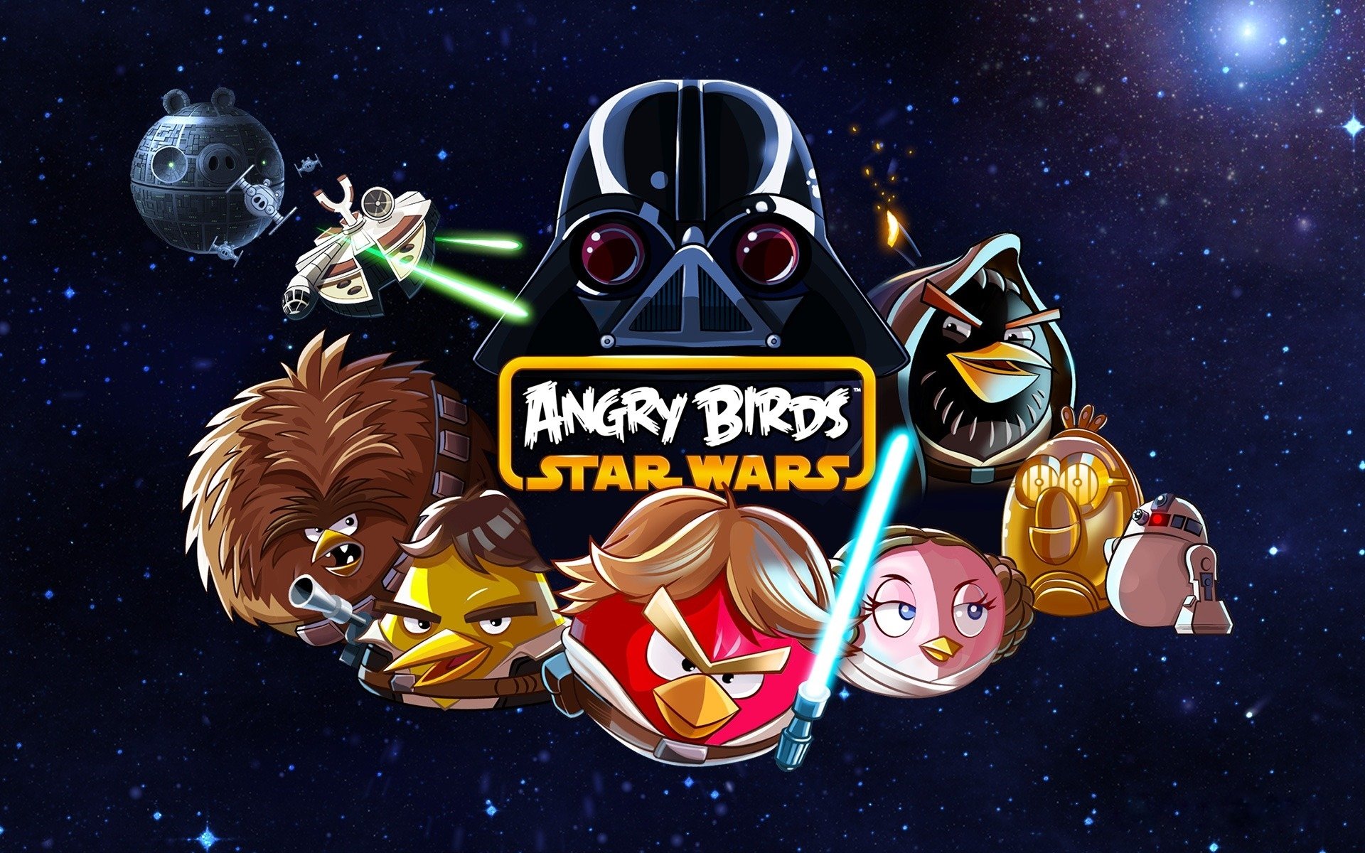 star wars angry birds angry birds darth vader luke skywalker obi-wan kenobi han solo chewbacca droides estrella de la muerte halcón milenario