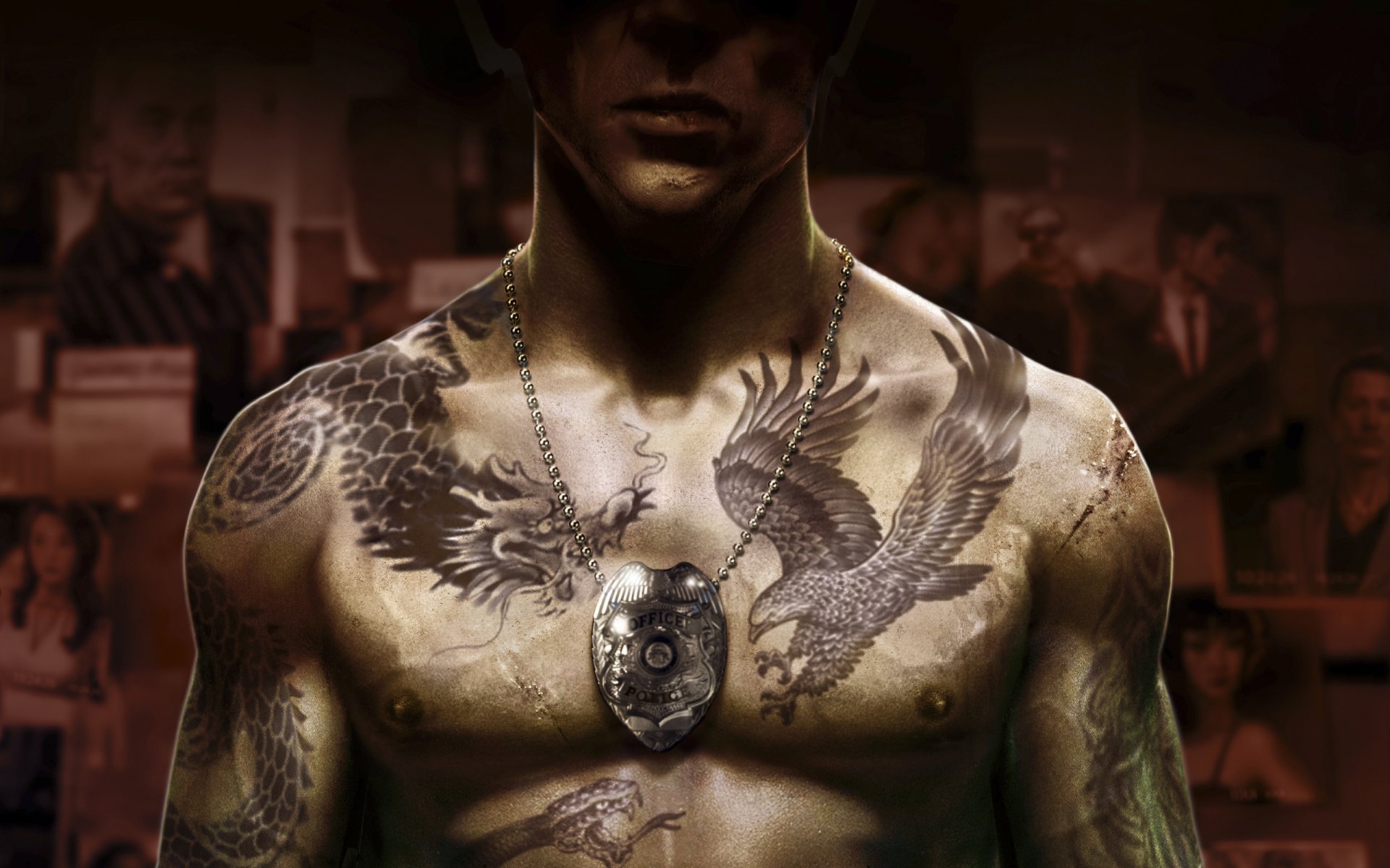 leeping dogs sleeping dogs cop policeman badge tattoos scars photos neogaf