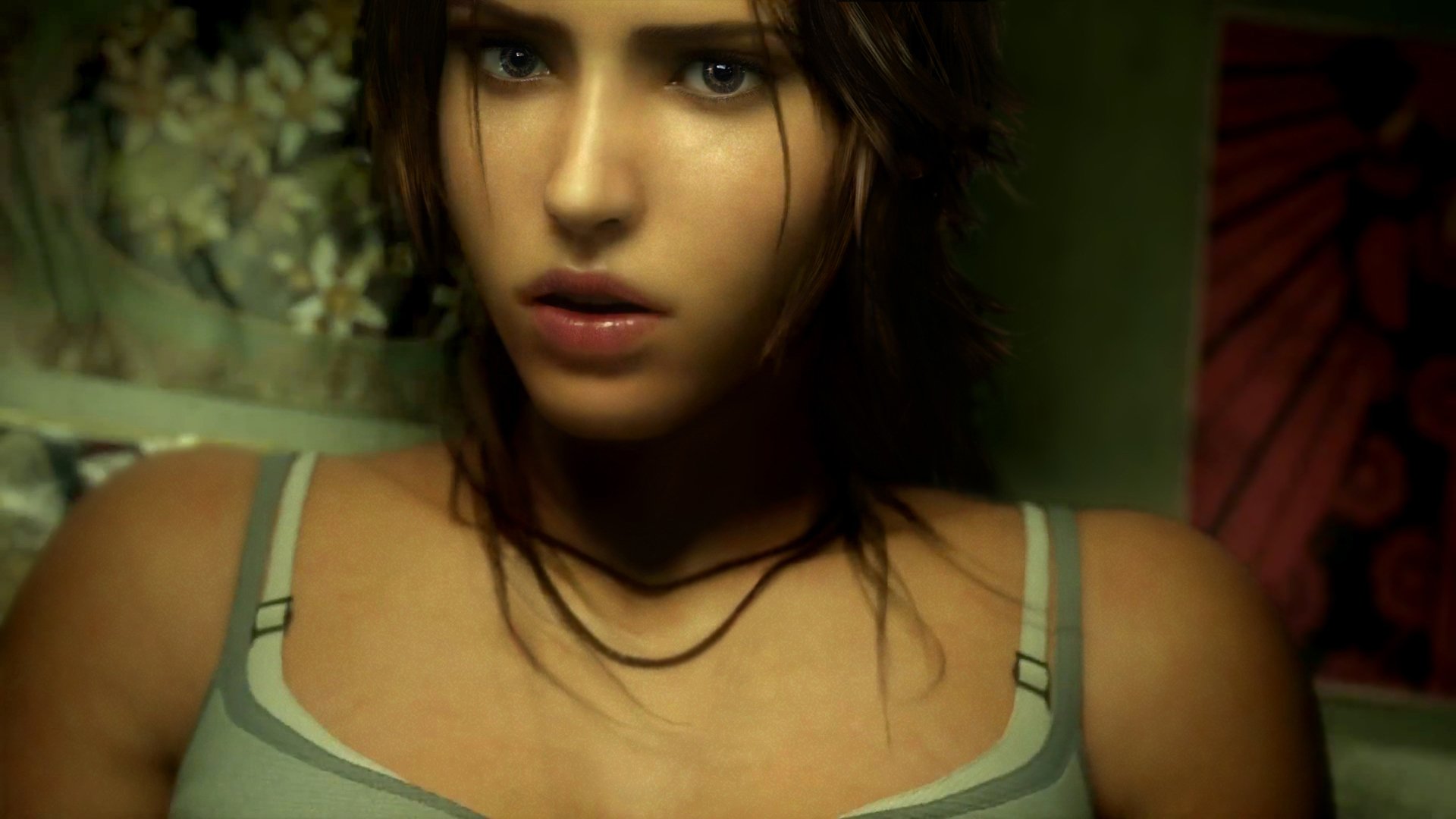 tomb raider gioco 2013 lara croft ragazza faccia sguardo