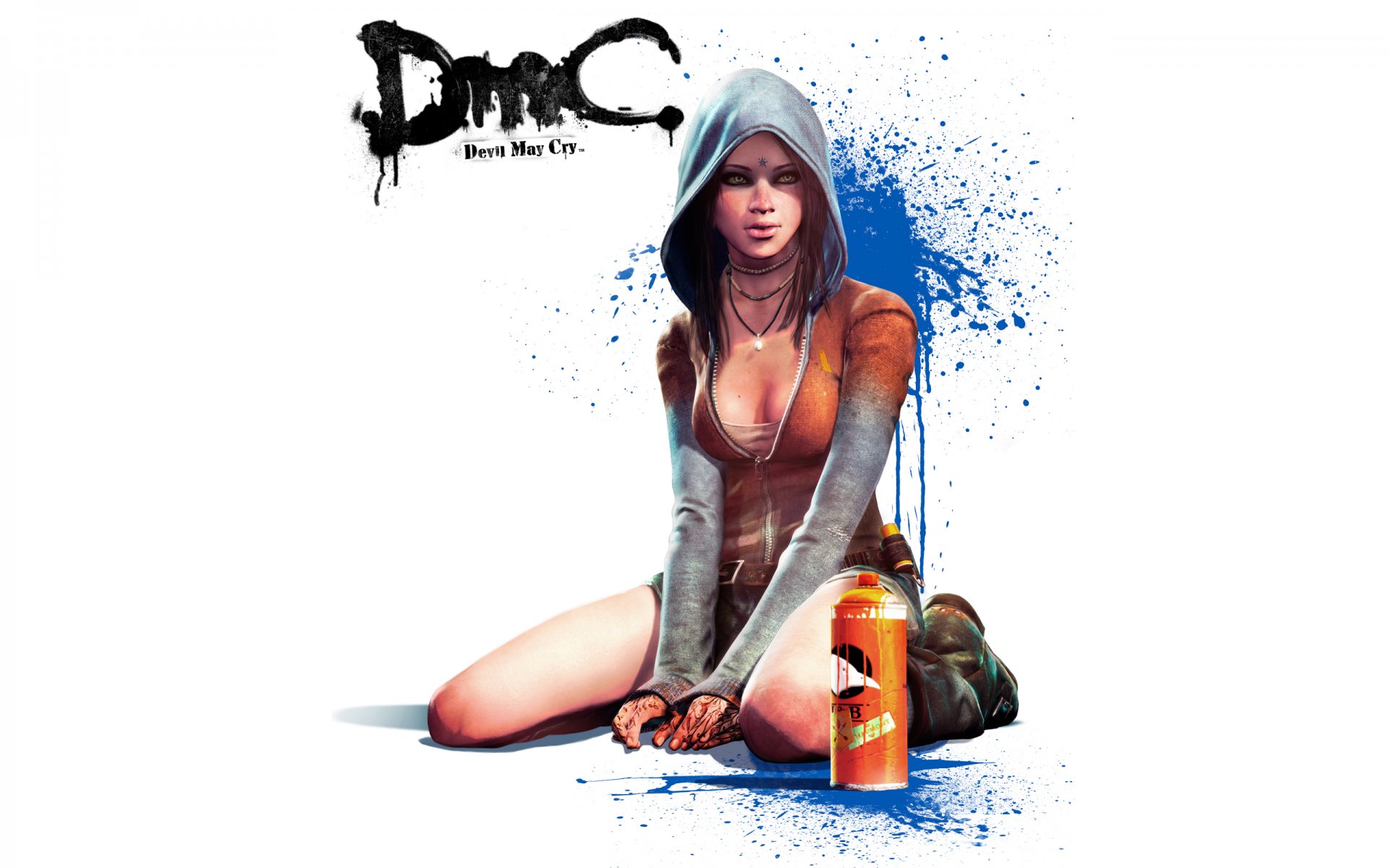 dmc devil may cry 5 kat kat cappuccio spray vernice ragazza tatuaggio